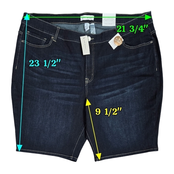 Lane Bryant NWT Signature Fit Dark Wash Mid Rise Bermuda Jean Shorts Denim - Picture 2 of 7